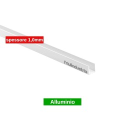 Friulindustria, profilo canalina a U in alluminio bianco spessore 1 mm