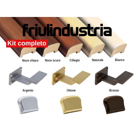 Friulindustria, corrimano in legno sagomato Kit completo