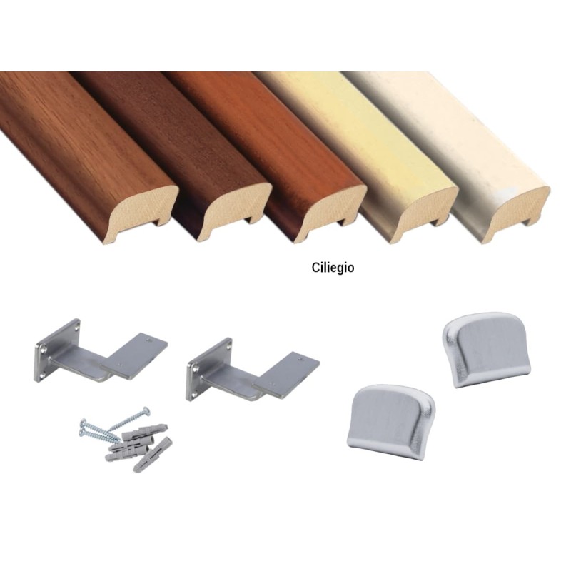 Corrimano in legno sagomato Kit completo, varie misure e colori