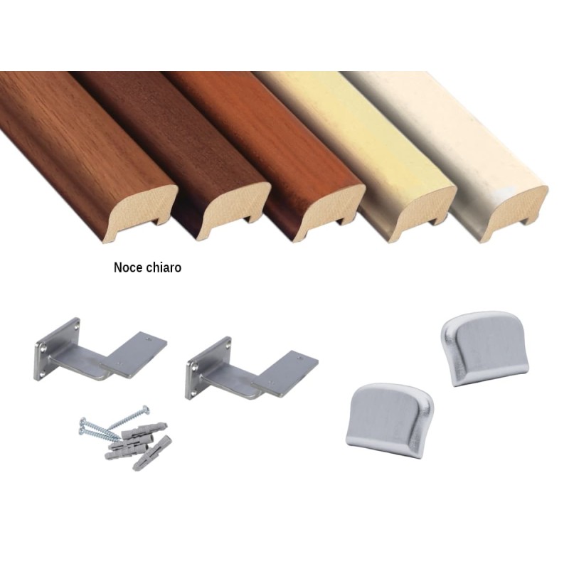 Corrimano in legno sagomato Kit completo, varie misure e colori