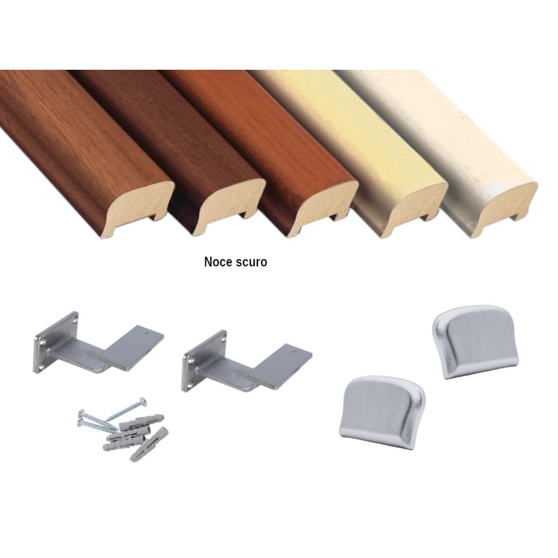 Corrimano in legno sagomato Kit completo, varie misure e colori