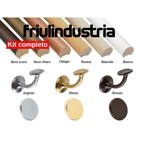 Friulindustria, corrimano in legno fresato Kit completo