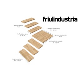 Pianerottolo in legno per scala interna in legno di Rovere Slavonia spessore 40mm, varie misure