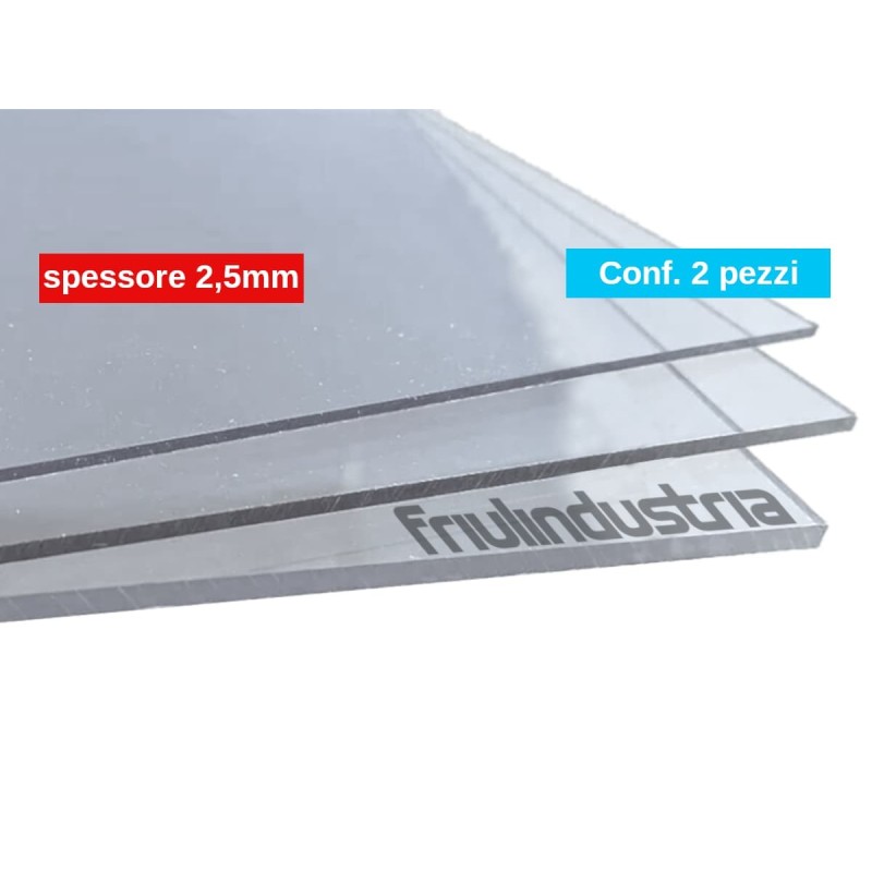 Vetro sintetico Lastra Polistirene trasparente spessore 2,5 mm kit da 2, 3 o 4 pezzi