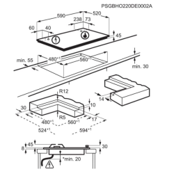 Piano cottura a gas AEG HKB64453NW Gas on Glass Serie 8000 Flamelight 60 cm