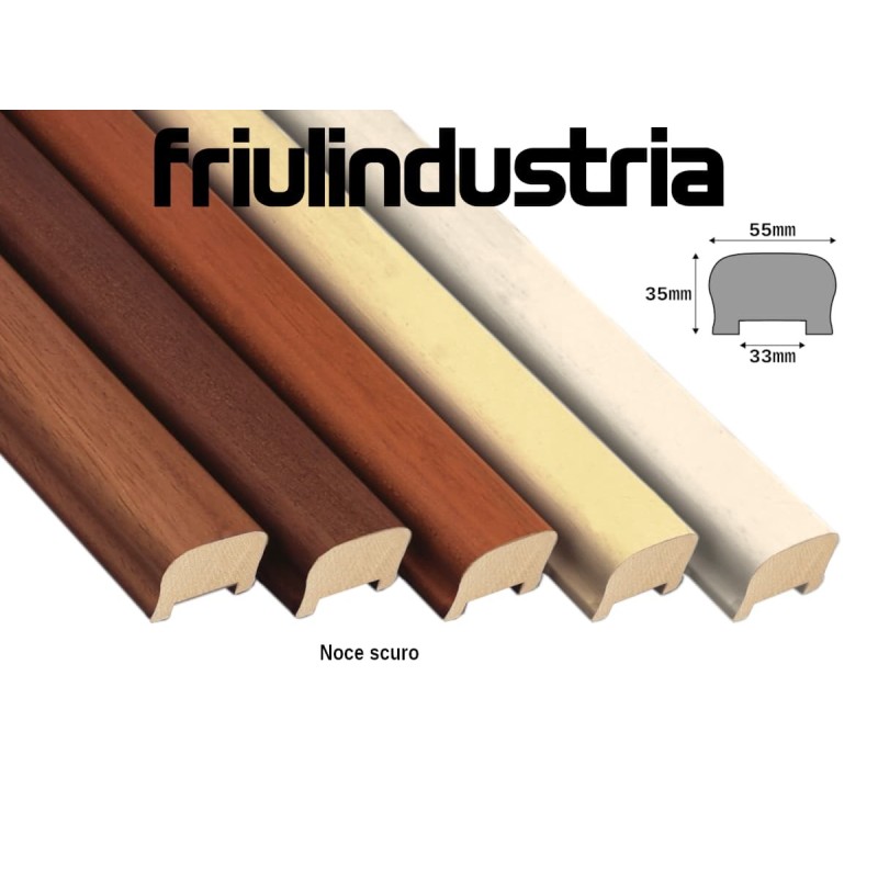 Corrimano sagomato 55 x 35 mm in legno di Ayous, varie misure e colori