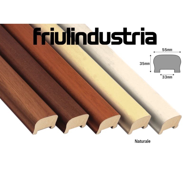 Corrimano sagomato 55 x 35 mm in legno di Ayous, varie misure e colori