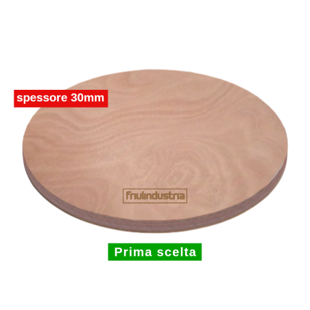 Friulindustria, piano per tavolo rotondo in compensato marino di Okoumè